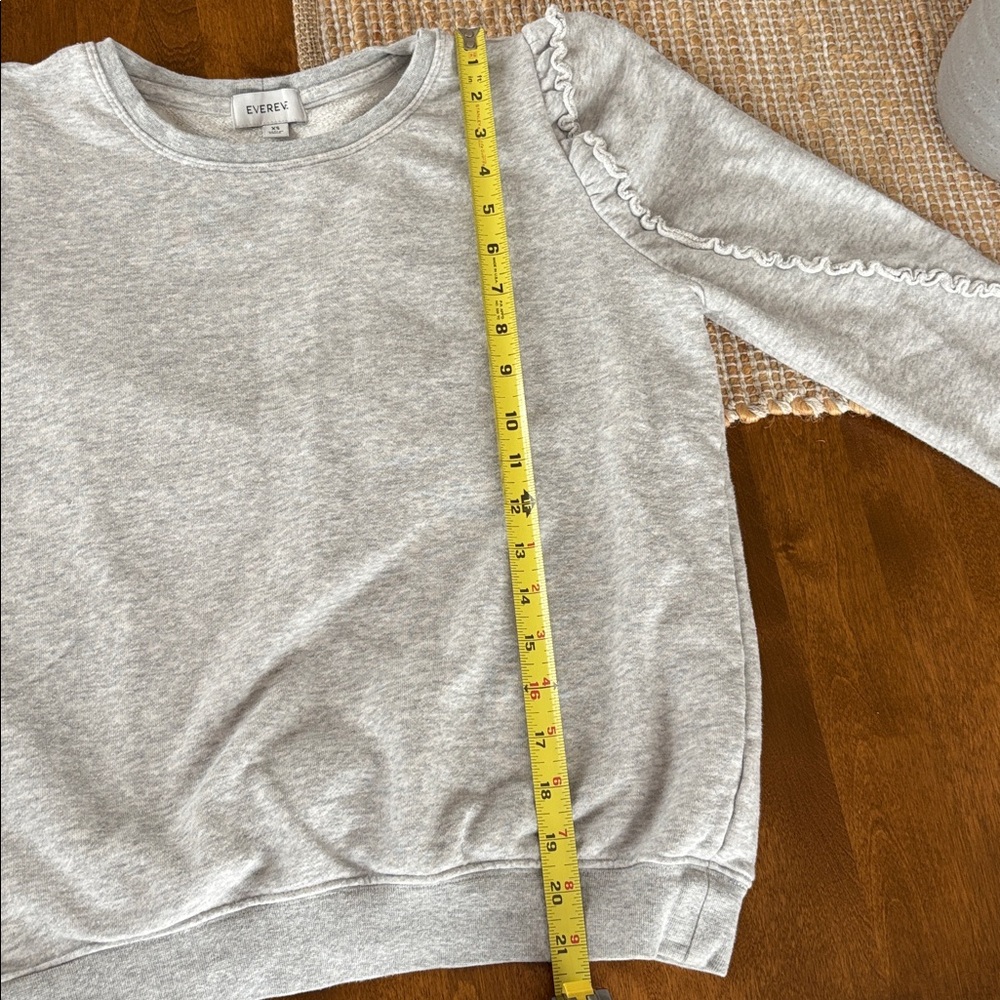 Evereve Light Gray Ruffle Crew Sweatshirt - Picture 10 of 12